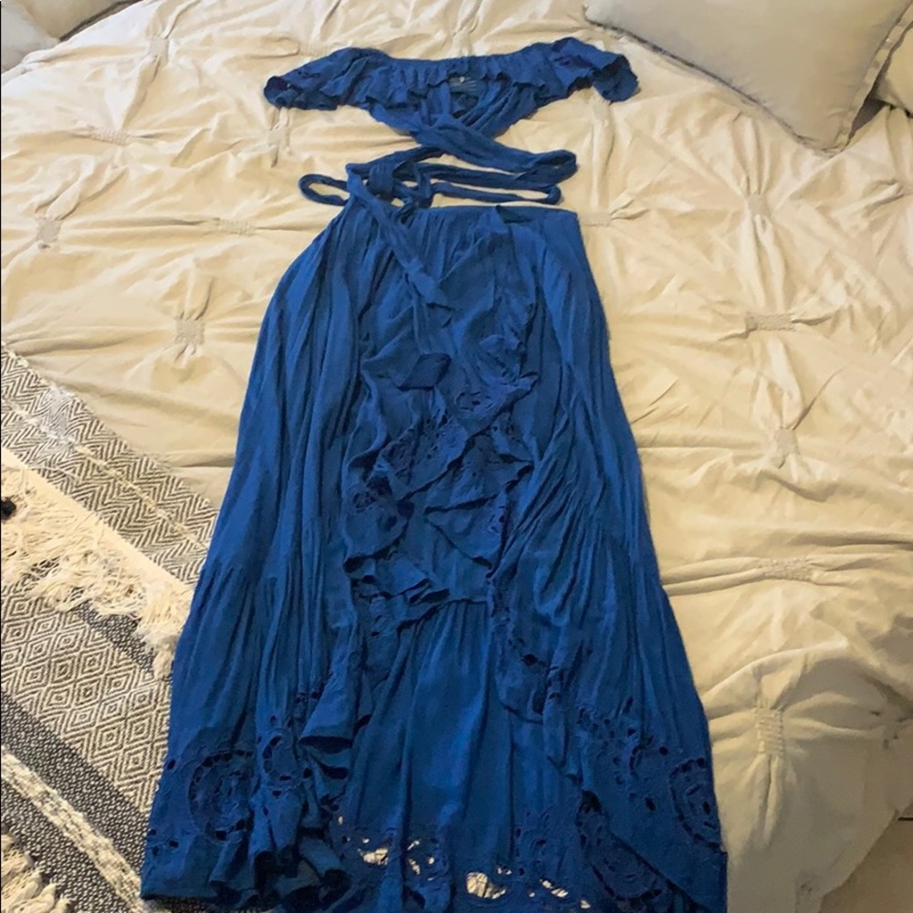 Blue Free People Two Piece Maxi set